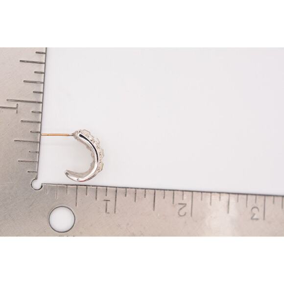 Givenchy Crystal Hoops Earrings Square Rhinestone Silver Vintage Signed BinAI - Picture 12 of 12